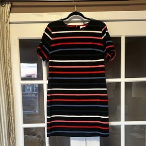 Old Navy Black Dress with Red, Pink, Blue, Green, and White Stripes